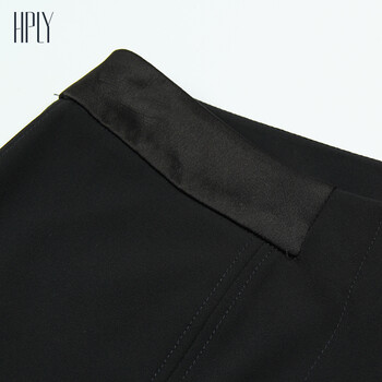 HPLY(荷比俪)春新款女装拼接弹力修身百搭通勤九分裤 47藏青色 36(160/64A)