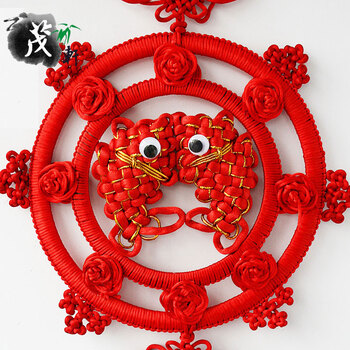 茂轩 中国结挂件大号风水鱼结开业礼品家居装饰品商务乔迁新居 手编鱼