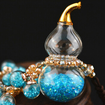 韩国汽车挂件水晶葫芦车内挂饰高档吊饰品吊坠摆件女男保平安 蓝葫芦