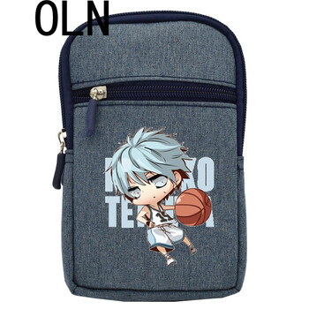 oln黑子的篮球动漫时尚男士腰包穿皮带多功能包零钱钥匙包手机包 蓝色