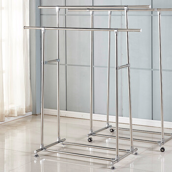 帝品皇 落地晾衣架不锈钢双杆折叠收缩圆管晒衣架阳台晾衣杆晾晒被挂