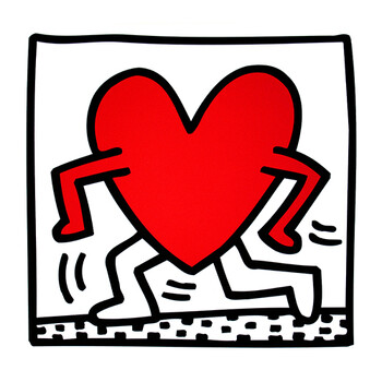 经典挖掘机凯斯哈林keith haring 爱心小人 现代简约装饰画挂画 2 40*