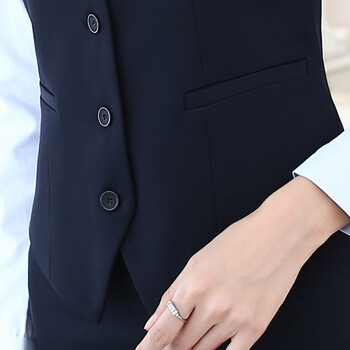 梦之露MENGZHILU  2015新款职业装马甲韩版百搭工作服藏青色女背心 880 黑色马甲+裙子 M