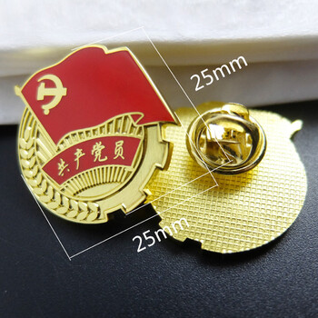 党徽 铜质党徽代表大会胸章强磁铁镀 蝴蝶扣 单个装