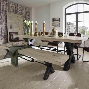赢归 美式loft实木餐桌椅组合现代简约长方形小户型饭桌工业风铁艺餐桌 长桌140*65*75厚5公分