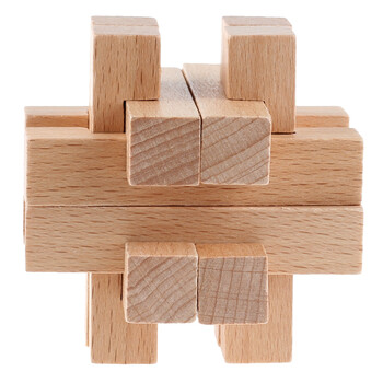 榉木鲁班锁孔明锁 学生木制益智智力解锁玩具休闲解压 榉木笼中取宝