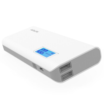 
                                        海陆通（ARUN） Y615 李晨代言 LCD液晶屏 移动电源/充电宝 10000毫安 经典白 2A充放双USB 适用于苹果/安卓                