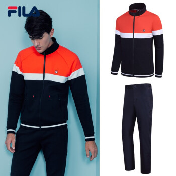 fila(斐樂)男運動套裝2018春季新品優雅簡約外套休閒長褲男 f11m81