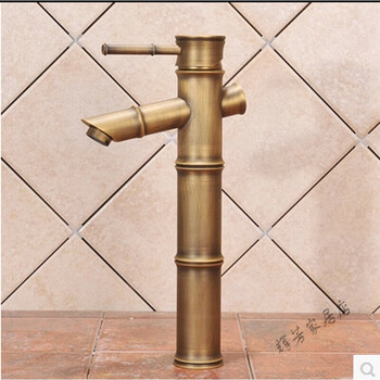 欧式仿竹水龙头浴室洗脸盆立式台盆双管可调龙头冷热 龙头