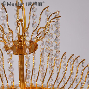蒙特丽 金黄色水晶吊灯94036-500 豪华餐厅灯客厅灯卧室灯具(B) 大号 500*500mm