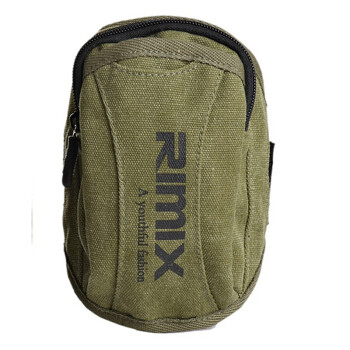 RIMIX 腰包 手腕包臂包 手机包腰包挂包男女运动包 帆布手机臂包 军绿色 大号-适用6寸以内的手机