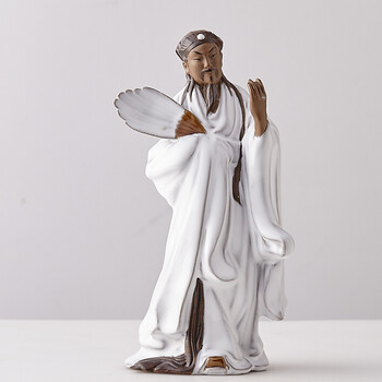 欢畅 石湾陶瓷装饰摆件家居仿古人物陶瓷雕塑工艺品办公室摆件 诸葛亮