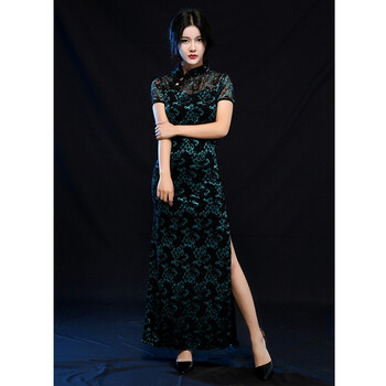 霏慕 女士性感中国风古典旗袍套装sm女王装制服诱惑性用品 长款短袖