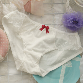 蕾丝花边日系甜美可爱学院风少女学生低腰软妹三角棉质内裤女 白色 m