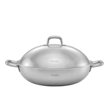
                                        Momscook 德国工艺 304 不锈钢炒锅 32CM 电磁/陶炉炒菜锅 少油烟无涂层                