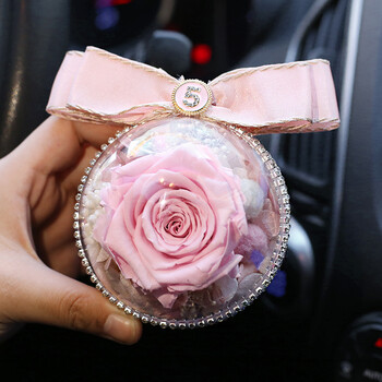 小香风永生花车挂汽车挂件后视镜创意车载挂饰车内吊饰装饰女 粉色