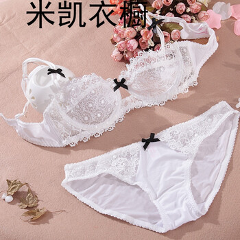 米凯衣橱性感蕾丝舒适超薄款胸罩情趣内衣内裤女夏季聚拢文胸套装