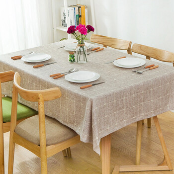 棉麻桌布文艺圆桌茶几餐桌布艺长方形小清新纯色田园电脑台布 绣花