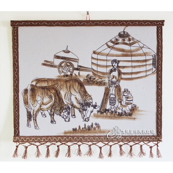 蒙古毡画 草原之家 内蒙古工艺品 少数民族特色挂画 蒙古包装饰画