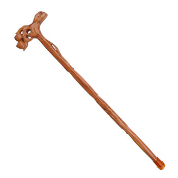 福缘阁桃木拐杖寿桃款龙头/凤凰木雕送礼工艺品摆件礼品送老人寿礼