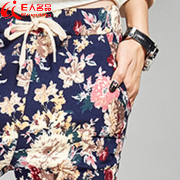 E人名品（ERENVIP）2015韩版时尚修身小脚铅笔裤印花正装裤女秋F6492 蓝色 XXL