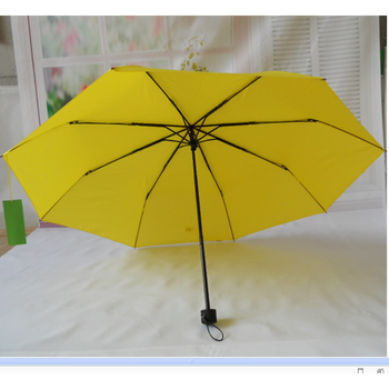 新款小黄伞雨伞柠檬黄l三折折叠纯色伞 纯色小黄伞