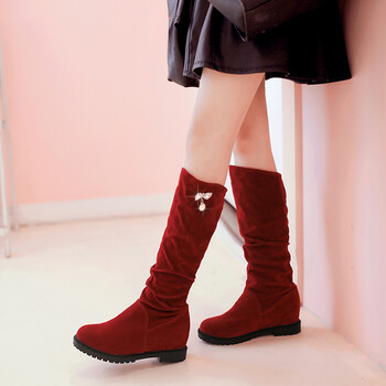 女童长靴儿童高筒靴潮靴学生加绒保暖童靴中大童时尚百搭棉靴 潮 红色