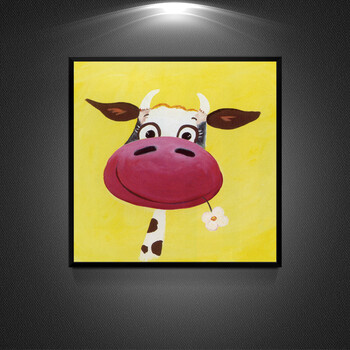 慧玉轩 装饰画纯手绘油画儿童房挂画现代简约壁画有框画可爱卡通画 a