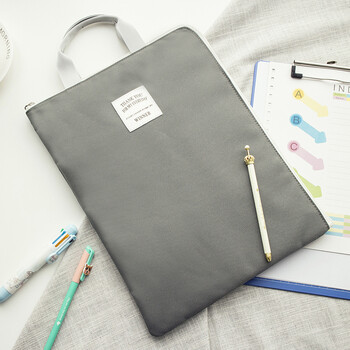手提a4文件包资料袋文件袋拉链收纳学生女公文袋 深灰色