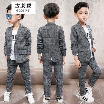 梦莲娅男童西服儿童小西装套装外套中大童花童男孩主持人演出礼服两件