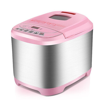 面包机家用全自动和面多功能智能酸奶机 粉色拉丝不锈钢面包机