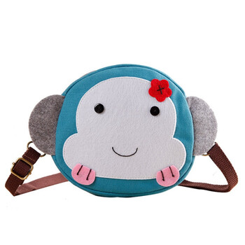 休闲单肩包卡通斜跨女生可爱小包帆布手机包新款韩版简约百搭 猴子蓝