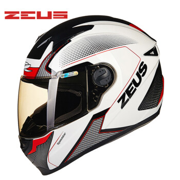 瑞狮（ZEUS）中国台湾瑞狮摩托车头盔男女式轻量型全盔赛车跑盔四季机车安全帽 AL6白/红 XL
