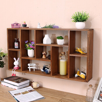 欧式复古创意实木墙面收纳格挂墙上置物架壁挂装饰品壁饰墙饰挂件