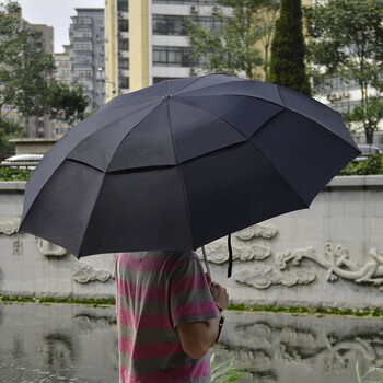 天堂伞2015新款高密拒水64cm防紫外线晴雨伞商务双人折叠大伞超大雨伞 黑+黑