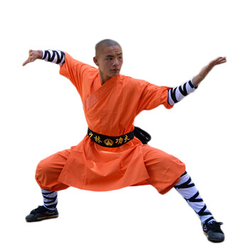 少林武僧服少林武术练功服装棉佛教服装节目演出服 橘色 135cm
