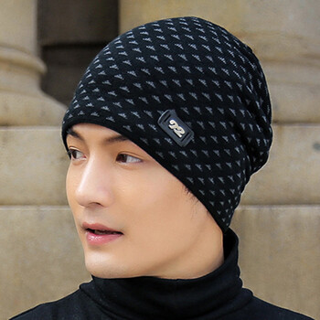 韩版百搭加厚加绒青年男生棉针织毛线帽包头套头帽 米色 帽子有弹性