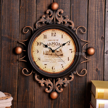 创意钟表挂钟客厅钟 欧式壁钟时尚复古时钟静音 个性铁艺大壁挂钟