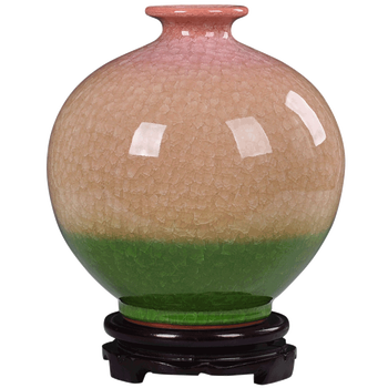 陶瓷器开片仿古花瓶摆件 现代简约时尚工艺品家居客厅装饰 彩虹冰裂