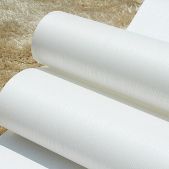 天花板壁纸 现代简约纯白色竖条纹壁纸 无纺布素色卧室客厅餐厅天花板