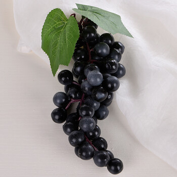 假苹果青苹果模型食品道具塑料水果玩具假水果摆件 黑色85粒黑葡萄串