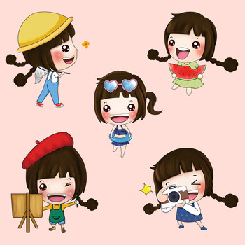 妞妞贴纸卡通墙贴纸浴室卫生间贴纸可爱冰箱贴柜门墙贴画 新款妞妞