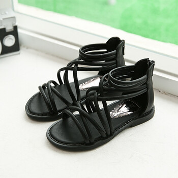 凉鞋2018新款时尚学生罗马鞋防滑软底舞蹈鞋中大童甜美公主鞋 黑色 37