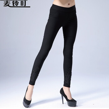 麦铃叮2015新款打底裤秋装休闲裤 女铅笔裤时尚显瘦小脚弹力 801 黑色 XL