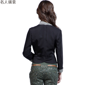名人瑞裳2015秋季新款撞色外套 2656 黑色 XXL