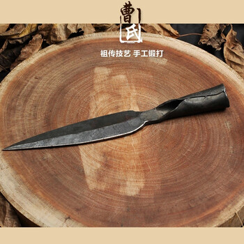 曹家刀 手工锻打红缨枪头武术刀具刀胚 户外刀具