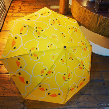 韩国童趣可爱卡通小黄鸭日系原宿小清新折叠晴雨伞学生软妹遮阳伞