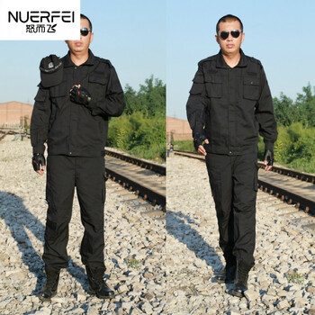特勤警察武警秋季黑色作训服套装男保安透气工作服特训特种兵户外耐磨