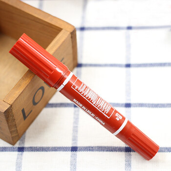 绘画勾线笔画画笔小双头记号笔水性记号笔粗细 油性红色大双头一支