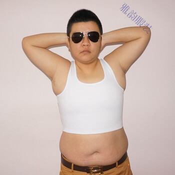 胖tt帅t大码加强加宽长绷带半身短款束胸女内衣背心塑胸衣 白色 3xl